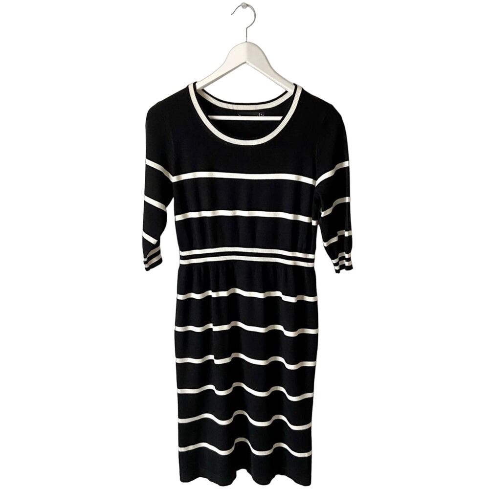 Noir Black And White Striped Sweater Dress Size Medium